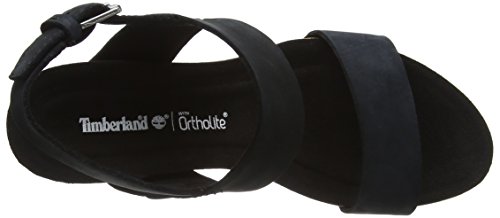 Timberland Capri Sunset Wedge, Sandalia con Pulsera para Mujer, Negro Black Nubuck, 39 EU