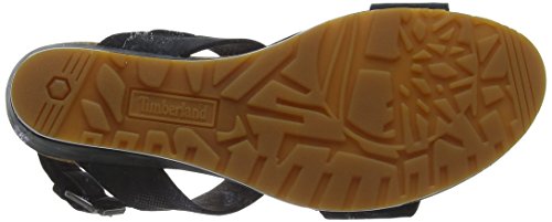 Timberland Capri Sunset Wedge, Sandalia con Pulsera para Mujer, Negro Black Nubuck, 39 EU
