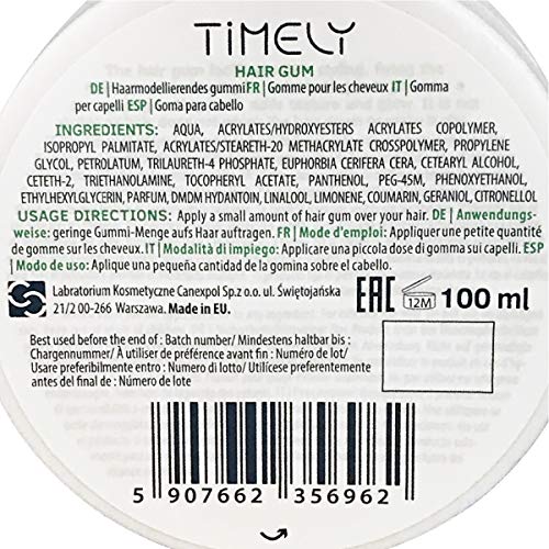 Timely - Gomina para el pelo ligera y duradera, 100 ml
