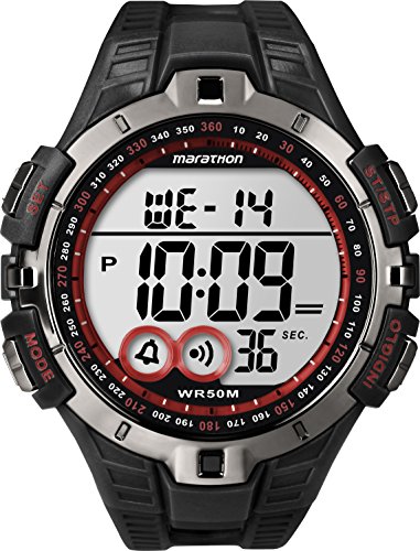 Timex Marathon T5K423 - Reloj Digital de Cuarzo para Hombres, Correa de Goma, Sumergible a 50 Metros, Color Negro