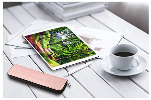 TiMOVO Bolso de Lápiz Apple Pencil de 1nd&2nd Generación,Soporte para iPad Stylus,Funda de PU para iPad Air 4/iPad 10.2/Pro 11&12. 9/Samsung Stylus Pen,Estuche Portátilde Cable USB, Rosa Oro