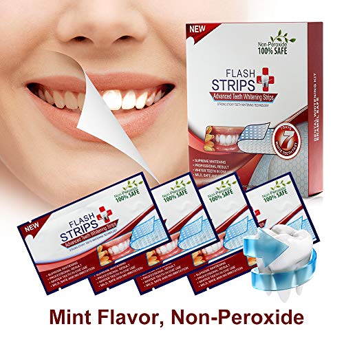 Tiras de blanqueamiento dental, kit de blanqueador de dientes profesional, tiras naturales de blanqueamiento dental, con sabor a menta (Blanco)