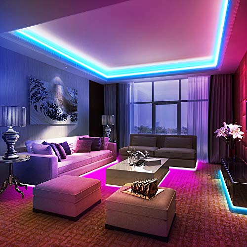 Tiras LED,Ksipze 5M Tira LED 12V RGB de Longitud Luces LED Habitacion Multicolor Control Remoto de 44 Botones y Fuente de Alimentación para, TV，Dormitorio, Techo, Decoración Habitación de Armario