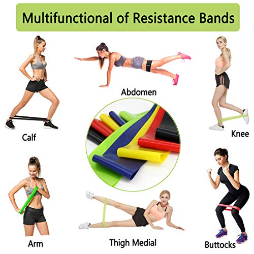 TIYUPA Elástica Bandas De Resistencia Conjunto, 5 Piezas Tensión De Cinturón De Látex Ejercicio Bandas, Banda De Bucle de Yoga Gimnasio Estiramiento Fuerza para Entrenamiento Fisioterapia Ientre