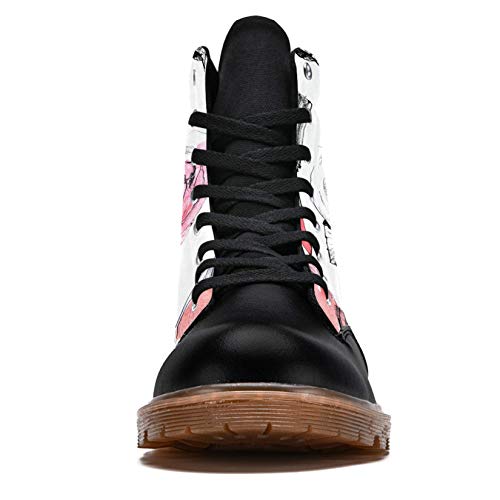 TIZORAX Botas de Invierno para Mujeres Labios Perfume y Pincel Impresiones de Alta Parte Superior Encaje Clásico Zapatos de Escuela de Lona, color Multicolor, talla 37 EU