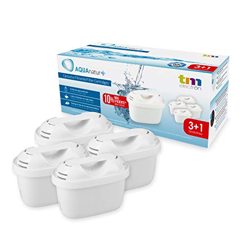 TM Electron TMFIL004+ Pack de 4 a 8 Meses compatibles con Las jarras Brita Maxtra+, 1 Filtro purifica de 100 a 200 litros de Agua, Blanco, 4 Unidades