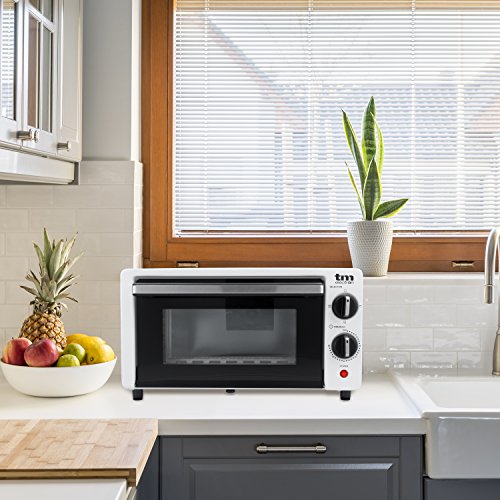 TM Electron TMPHO001WH mini horno tostador 800W, 10L de capacidad, 3 modos de calentamiento, blanco