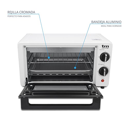 TM Electron TMPHO001WH mini horno tostador 800W, 10L de capacidad, 3 modos de calentamiento, blanco