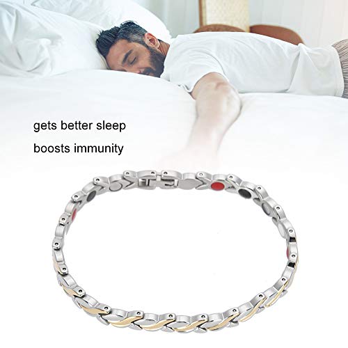 TMISHION Mujer Pulseras de la Magnéticos Acero Inoxidable para el Cuidado de la Salud para el Alivio del Dolor de Artritis, Brazalete, Elemento de Imanes y Germanio