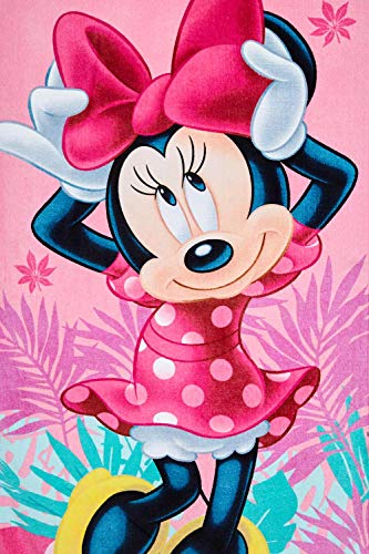Toalla de playa Disney Minnie Mouse, varios diseños de 70x140 cm, para niños, niñas y niños, 100% algodón (rosa con flores)