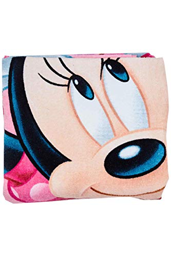 Toalla de playa Disney Minnie Mouse, varios diseños de 70x140 cm, para niños, niñas y niños, 100% algodón (rosa con flores)