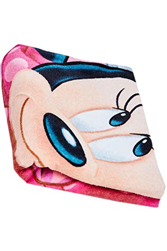 Toalla de playa Disney Minnie Mouse, varios diseños de 70x140 cm, para niños, niñas y niños, 100% algodón (rosa con flores)