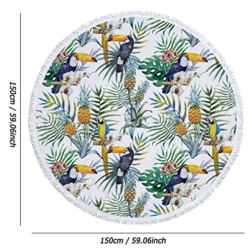 Toalla de Playa Redonda, Estera de Yoga Redonda Manto Redondo para La Playa Manta de Picnic de Viaje Multiuso de Playa