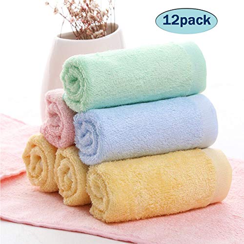 Toallas bambu bebe, toallas para la cara del lavables y suave, 10x10 pulgadas (paquete de 12)