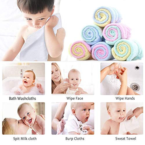 Toallas bambu bebe, toallas para la cara del lavables y suave, 10x10 pulgadas (paquete de 12)