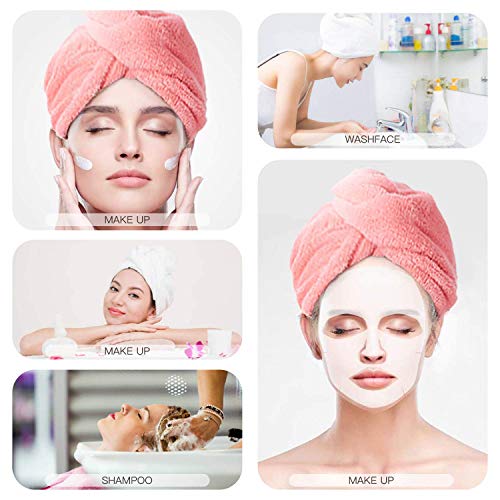 Toallas de Baño Turbante con Botón del Abrigo de Pelo Secado Rápido de Microfibra Suave Absorbentes de Agua Pelo Seco Capucha Bañera Ducha para Todos los Tipos de Cabello