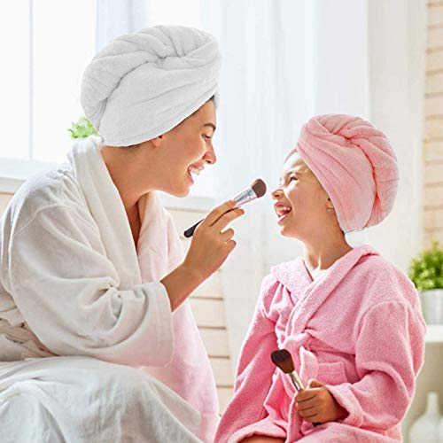Toallas de Baño Turbante con Botón del Abrigo de Pelo Secado Rápido de Microfibra Suave Absorbentes de Agua Pelo Seco Capucha Bañera Ducha para Todos los Tipos de Cabello