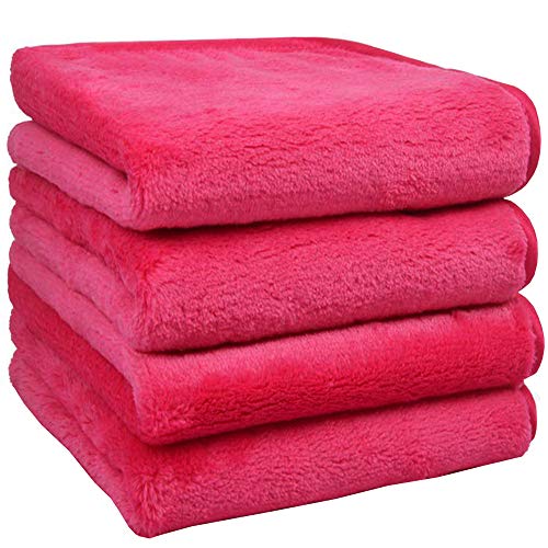 Toallitas Desmaquillantes Microfibra (4 Piezas) - Lavable y Reutilizable - Toalla Desmaquillante Facial - Toalla Cara - Makeup Remover Face Cloths 25 x 25 cm Rosa