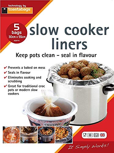 Toastabags Bolsas de Aluminio para cocinar Slow Cooker Liner, Transparente, Paquete de 5 Unidades, plástico, Transparente, Pack de 5