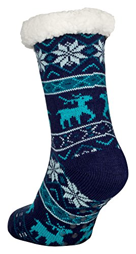 Tobeni 1 Par Mujer Calcetines de estar por Casa ABS con Suela de Espinilla Antideslizante Tamano talla unica Color Ciervo Azul