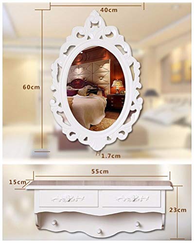 Tocador y espejo de madera vintage estilo shabby chic, cajón de almacenamiento de cosméticos Reino Unido, SZ5CGJMY ®