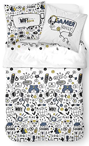 Today - Juego de funda nórdica para videojuegos (220 x 240 cm), color blanco