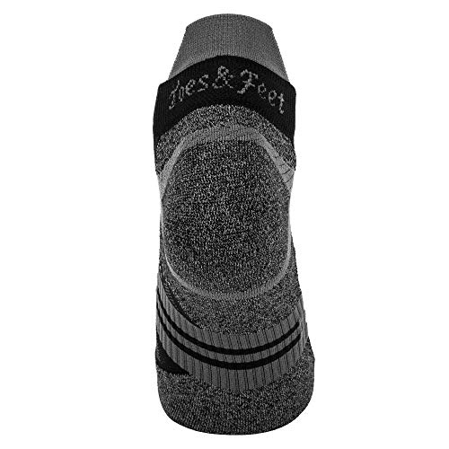 Toes&Feet Calcetines tobilleros de compresión para hombre y mujer, paquete de 2, color negro, antiolor, secado rápido, talla XL