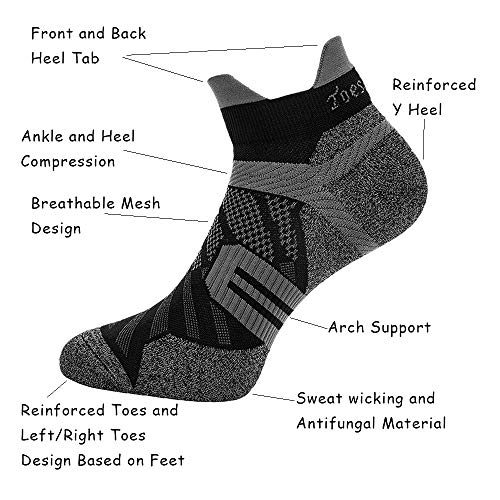 Toes&Feet Calcetines tobilleros de compresión para hombre y mujer, paquete de 2, color negro, antiolor, secado rápido, talla XL