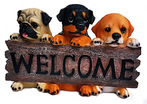 Tolle Ideen Shop Cartel de Bienvenida para Perros Cachorros Figura Decorativa Entrada Welcome