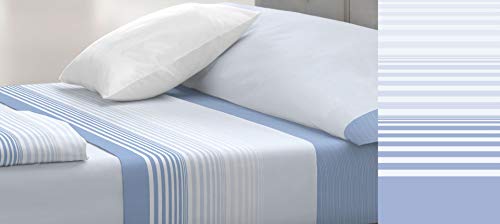 TOLRA Juego de Sabanas Corona de Tres Piezas de algodón Poliester. Fácil Planchado - Cama de 150, Azul