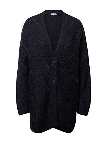 Tom Tailor Zopfmuster Suéter cárdigan, Azul (Sky Captain Blue 10668), XL para Mujer