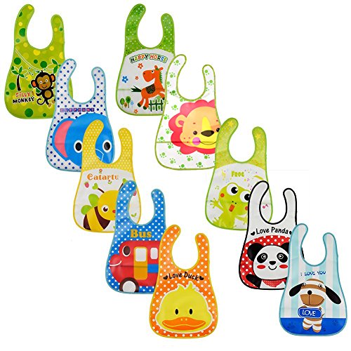 Tomkity 10 Piezas Baberos Impermeable EVA para Bebé (10 baberos Impermeable)