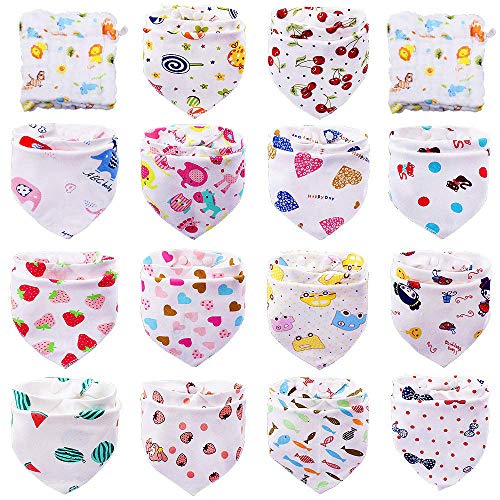 Tomkity 14 Baberos Bebe Bandanas Bufanda Toalla Drool Babas Tela para Bebé Niña Niño con 2 toallas (14+2 para niña)