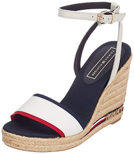 Tommy Hilfiger Iconic Elena Corporate Ribbon, Sandalias con Plataforma para Mujer, Rojo (RWB 020), 39 EU