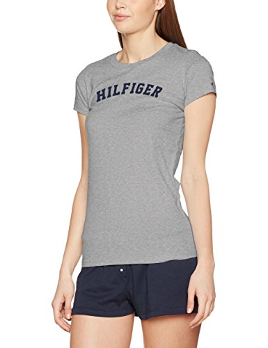 Tommy Hilfiger SS tee Print Camiseta con Logo, Gris (Grey Heather 004), M (Talla del Fabricante: Md) para Mujer