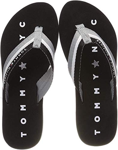 Tommy Hilfiger Tommy Loves NY Beach Sandal, Chanclas para Mujer, Negro (Black 990), 39 EU
