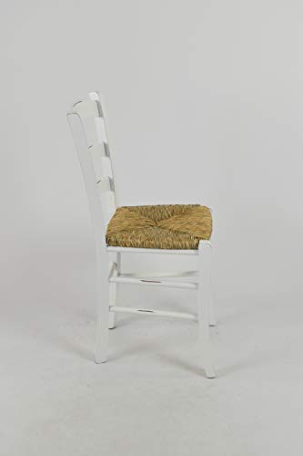 Tommychairs - Set 4 sillas Shabby Chic Venezia para Cocina y Comedor, Estructura en Madera de Haya Envejecida artesanalmente a Mano y Asiento en Paja