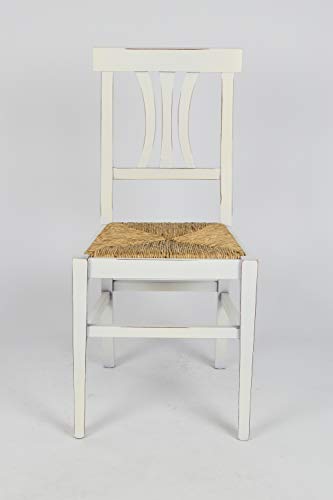 Tommychairs - Set 6 sillas Shabby Chic Artemisia para Cocina y Comedor, Estructura en Madera de Haya Envejecida artesanalmente a Mano y Asiento en Paja