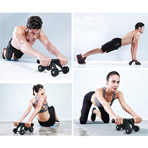 TOMSHOO 6 en 1 AB Roller Kit de Ejercicio con 4 Ruedas, Bandas Elasticas, Cuerda de Salto, Rodilla Mat para Abdominales Ejercicio, Pilates, Ejercicios en Casa