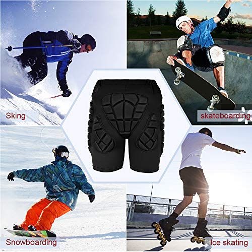 TOMSHOO - Pantalones Cortos de esquí con Protectores de Snowboard para Patinar al Aire Libre, Color Negro, Talla M