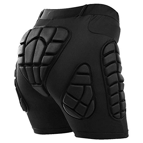 TOMSHOO - Pantalones Cortos de esquí con Protectores de Snowboard para Patinar al Aire Libre, Color Negro, Talla M