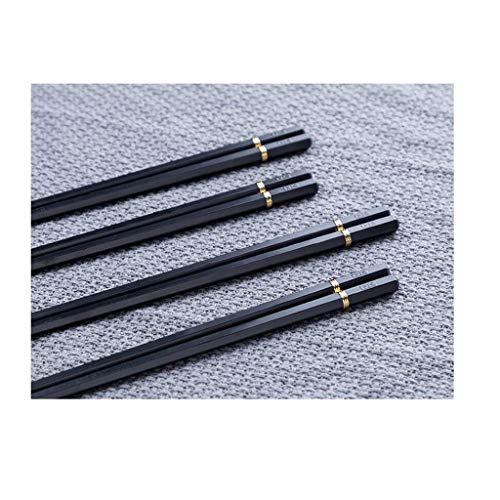 TongN Palillos Palillos, 10 pares de estilo japonés en punta del hogar antideslizante palillos conjunto asiático Vajilla, Negro palillos