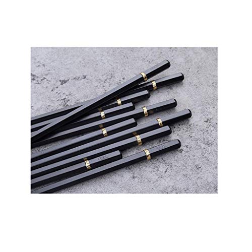 TongN Palillos Palillos, 10 pares de estilo japonés en punta del hogar antideslizante palillos conjunto asiático Vajilla, Negro palillos