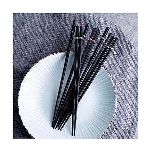 TongN Palillos Palillos, 10 pares de estilo japonés en punta del hogar antideslizante palillos conjunto asiático Vajilla, Negro palillos