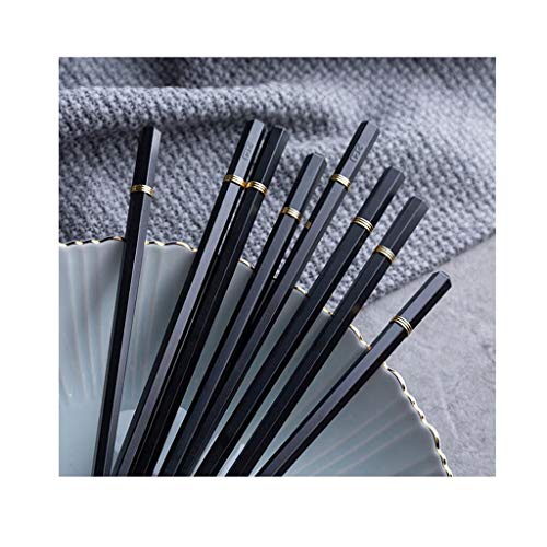 TongN Palillos Palillos, 10 pares de estilo japonés en punta del hogar antideslizante palillos conjunto asiático Vajilla, Negro palillos