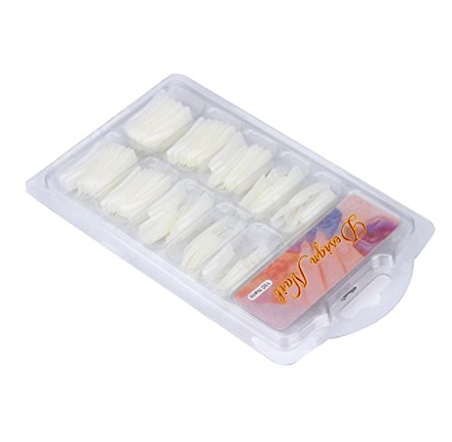 Tongshi Sistema de herramienta de 100 PC consejos francés acrílico falso Natural blanco y Nail Art pegamento cortador