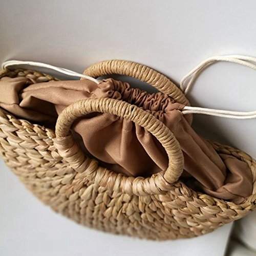 TOOGOO Bolso de Mujer Coreano Extracto de Piel de maiz The Semicircle Art Beach Bag Imagenes de Viaje Props Straw Bag Moon Bag Nuevo