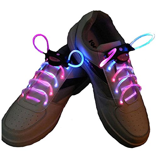 TOOGOO（R） LED Cordones Intermitente Bright LED Cordones de los Zapatos Cordones Luminosos de 80cm multicolor