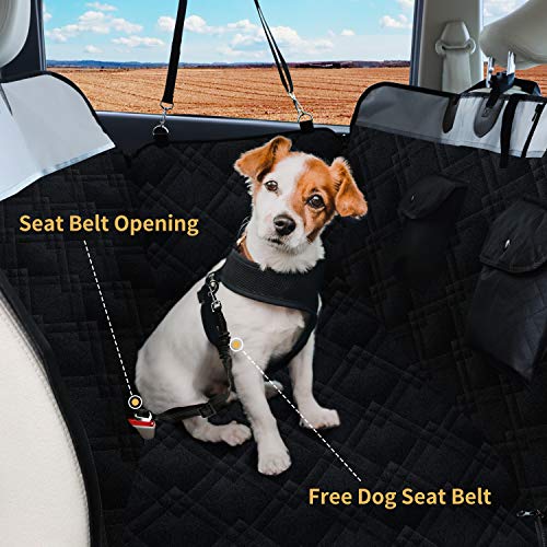 Toozey Funda Asiento Coche Perro con Protector Lateral para Coche/Furgoneta/Vagón, Divisible Impermeable Resistente Arañazos Cubre Asientos Coche Perros con Cinturón, 2 Bolsillos, 146x135 cm