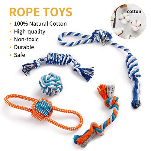 Toozey Juguetes para Perros Juguete Perro - 12 Piezas de Juguetes duraderos para Perros Juguetes para Perros pequeños interactivos - Mordedor Perro y Perros Accesorios - algodón Natural